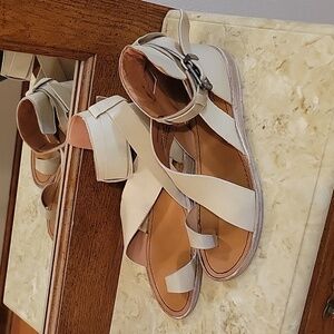 Free People Vale Boot Sandal Cream Size 39 or US Size 9